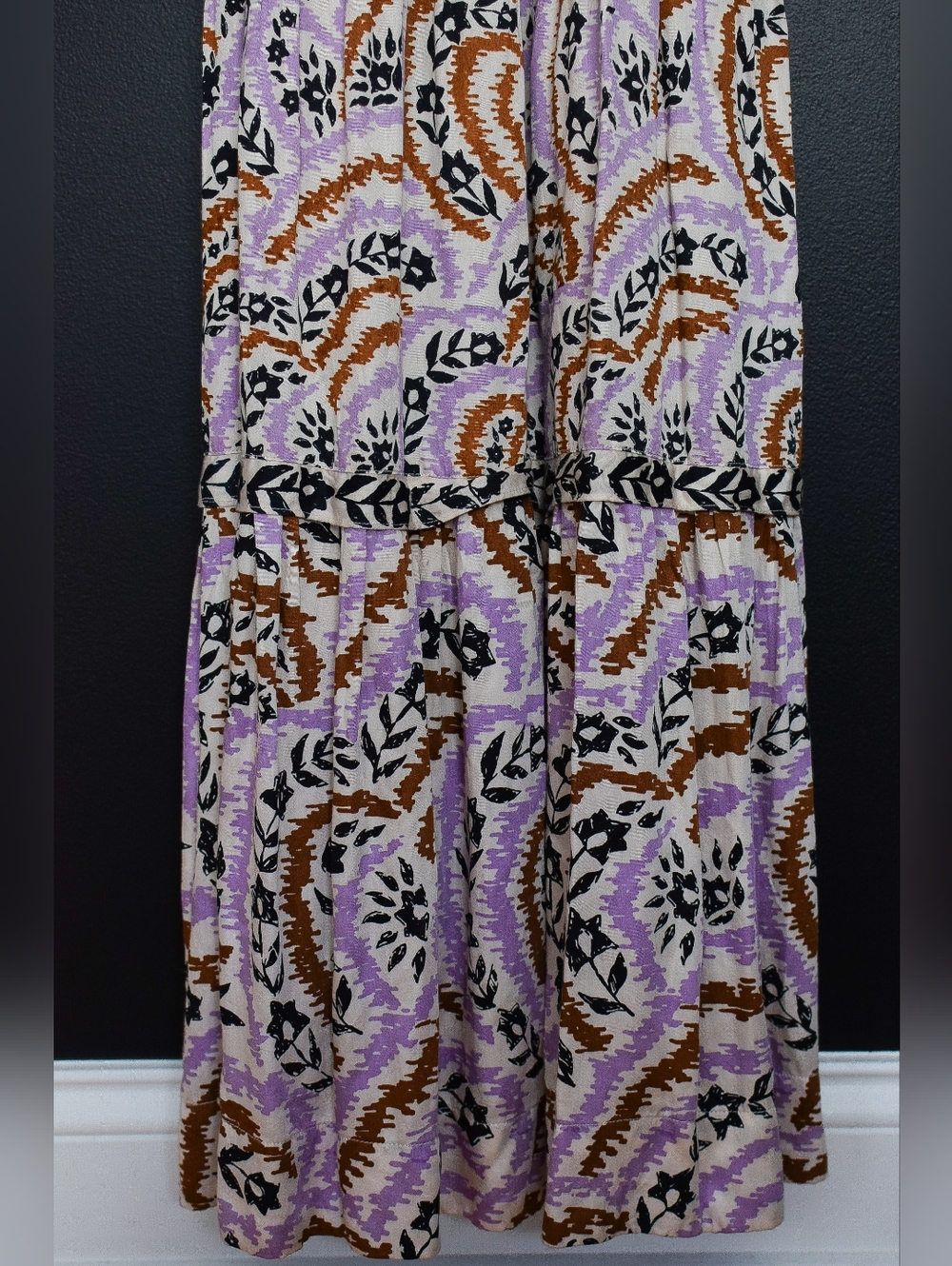 NWT Omika Monroe Midi Dress Lucia Lavender Floral Tie Back Pockets Size M Boho - Picture 7 of 15